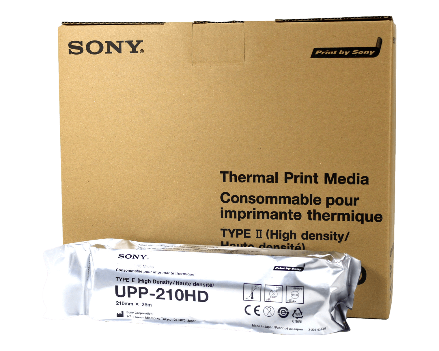 Sony UPP-210HD high density thermal paper compatible with Sony printers - Type II - 5 rolls per box