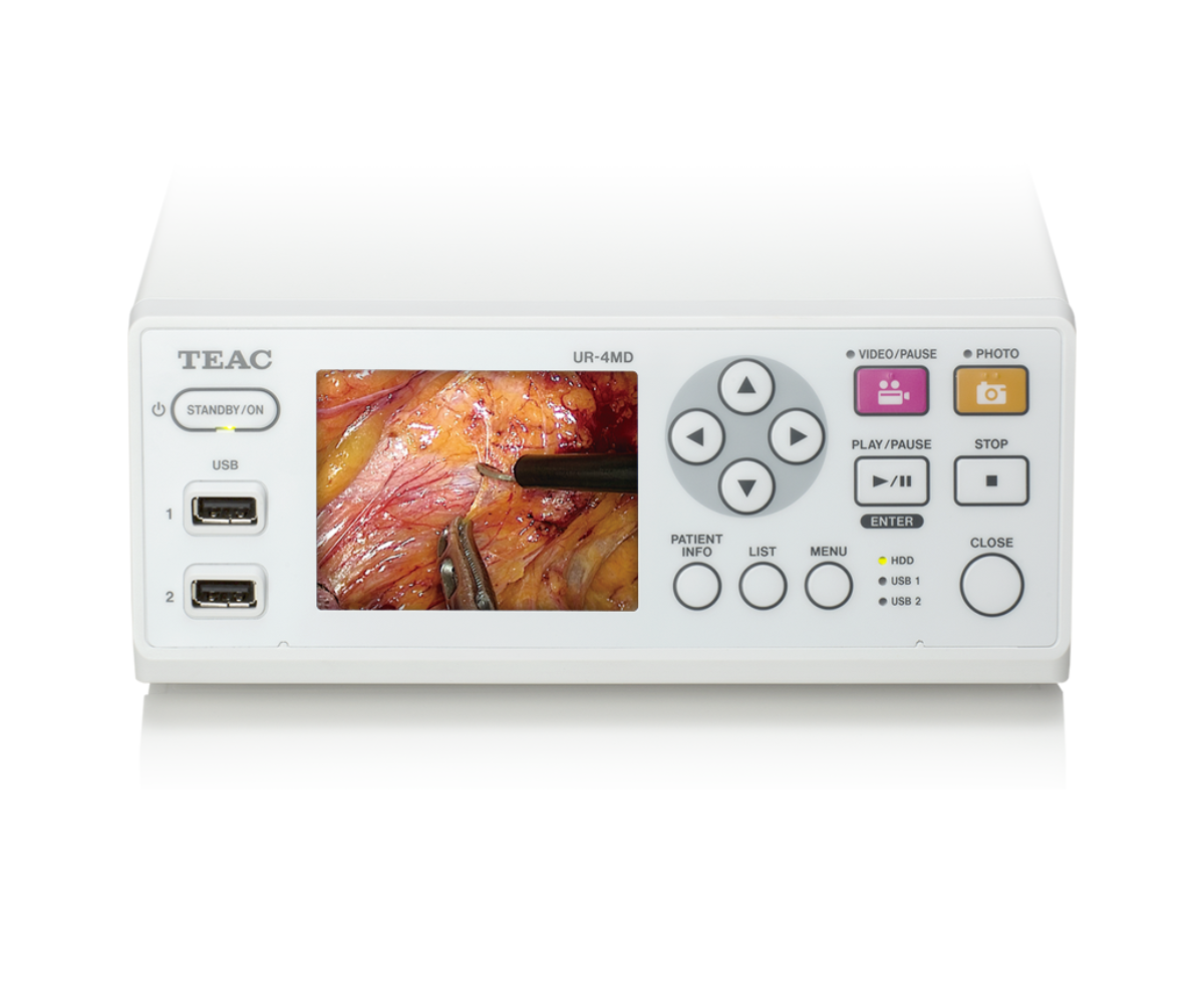 Picture of the TEAC UR-4MD Full HD Video Recorder. the buttons and the screen make it easy to interact with.