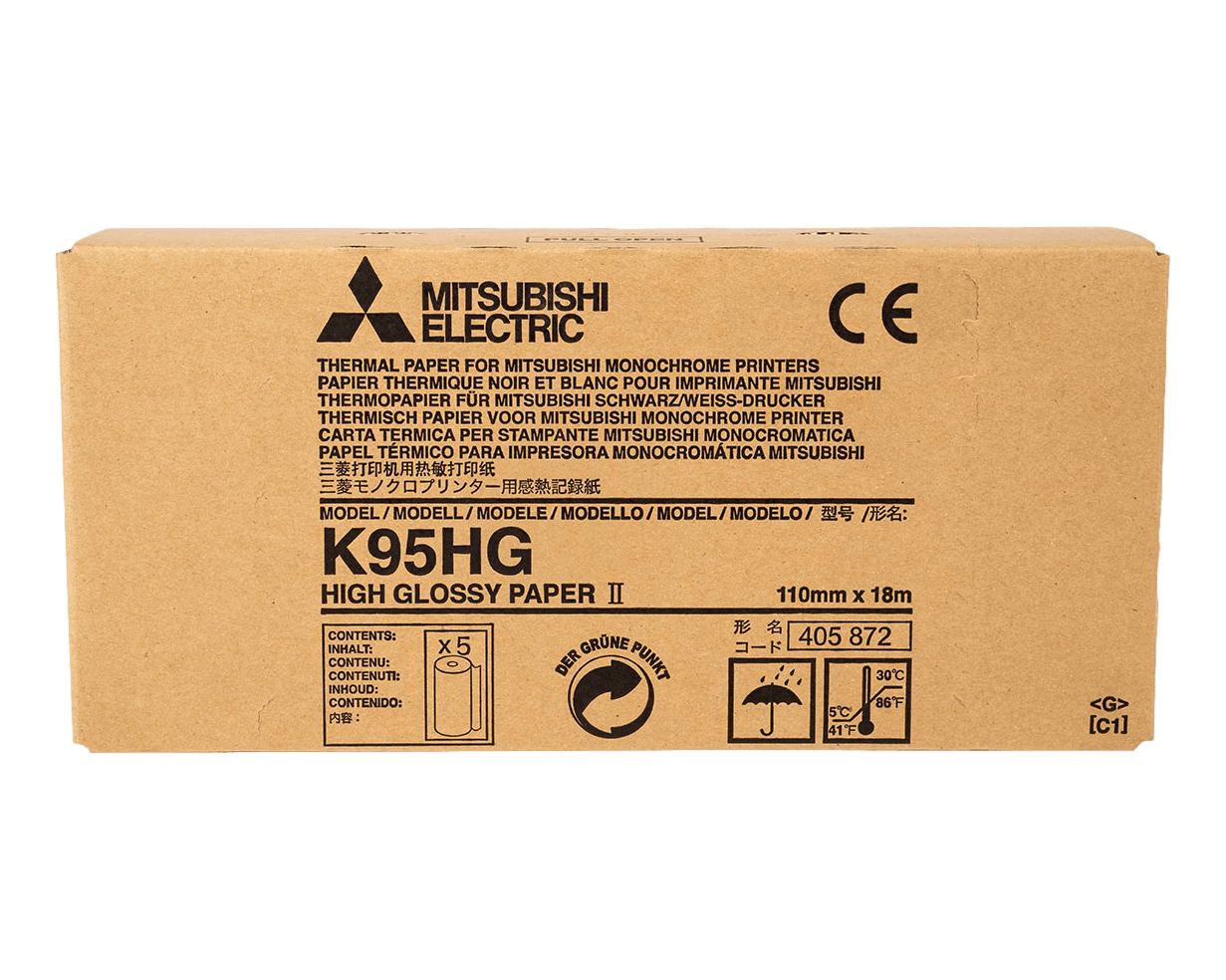 Mitsubishi KP95HG Videoprinterpapier – 5 Rollen Hochwertiges Ultraschallbild-Druckerpapier – Für Medizinische Drucker