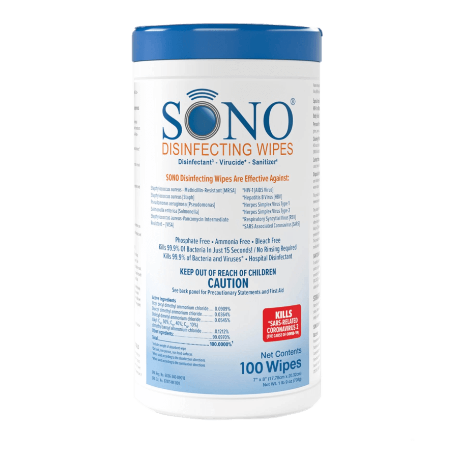 Canister of Sono Disinfectant Wipes - Available at ERI